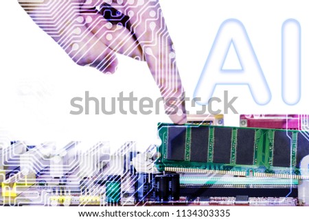 Abstract,close up of Mainboard Electronic computer background.
(artificial intelligence, ai)