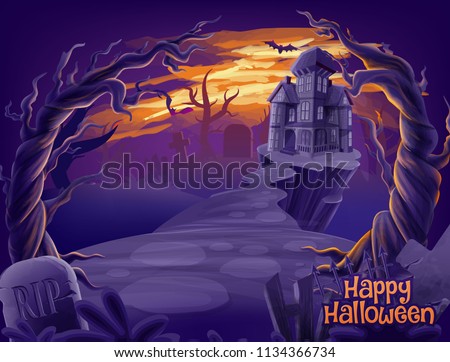 halloween horror illustration Royalty-Free Stock Photo #1134366734