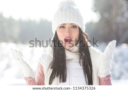 Close up portrait of beautiful excited woman