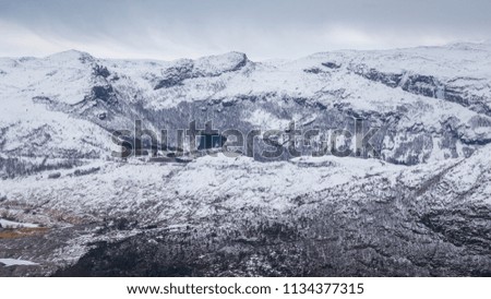 Winter landscape - frosty trees in snowy forest. Tranquil winter nature in Norway