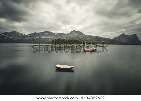 Lofoten Islands bay with mountains