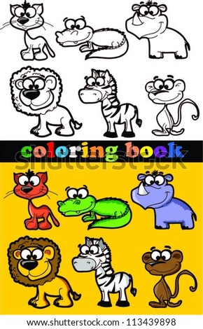 Coloring book of animals, vector