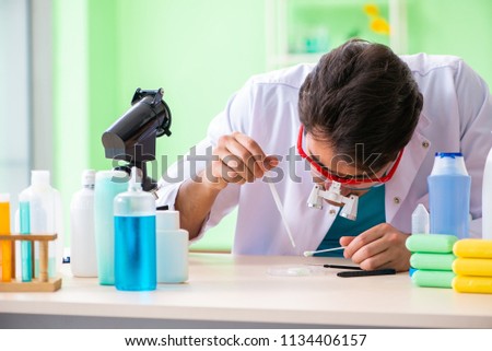 Chemist testing soap in the lab