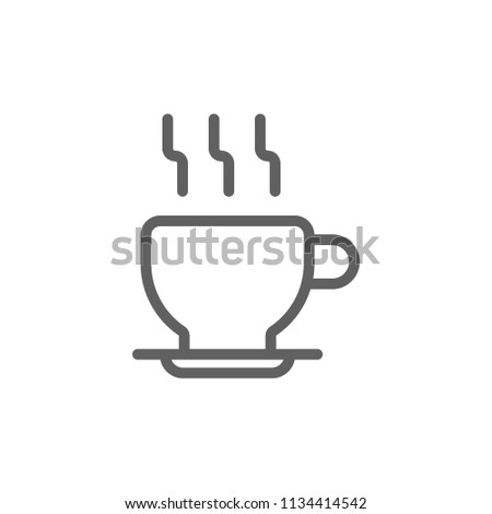 Coffee cup icon vector in thin line style isolated