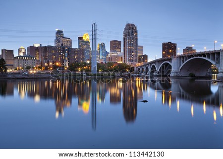 Minneapolis. Image of Minneapolis downtown at twilight.