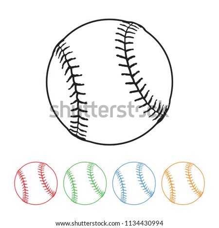 Baseball icon in a modern thin line style vector baseball symbol outline with four color variations