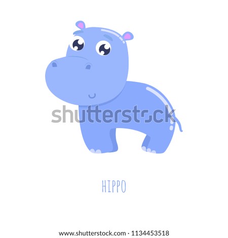 Cute hippo vector illustration. Flat design.