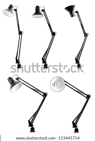 a set of black table lamps isolated on white Royalty-Free Stock Photo #113445754