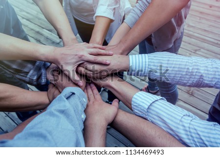 Join Us Team Recruitment Register Membership Hiring and Togetherness Collaboration Concept Royalty-Free Stock Photo #1134469493