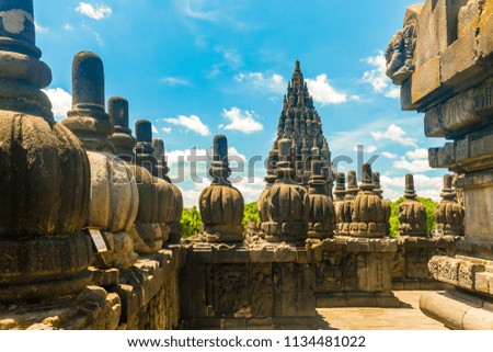 Ancient mystical old Hindu Prambanan temple near Yogyakarta on Java island Indonesia