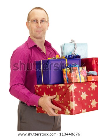 Business person with a lot of gifts