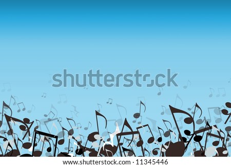 Musical notes on a blue background