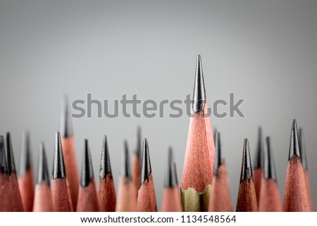One pencil standing out from the group of other pencil.Leadership and growth in business concept.
 Royalty-Free Stock Photo #1134548564