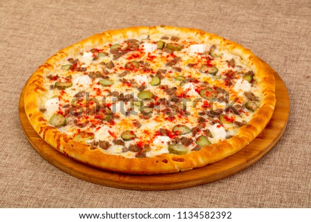 Pizza mix assortie with meat and cheese