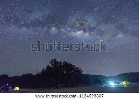 Milky Way Galaxy rise above Kudat, Malaysia sky. Soft focus and noise due to long expose and high ISO.