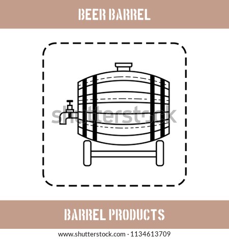 Wooden barrel for beer, water and beverages. Flat icon for site, business. Vector illustration