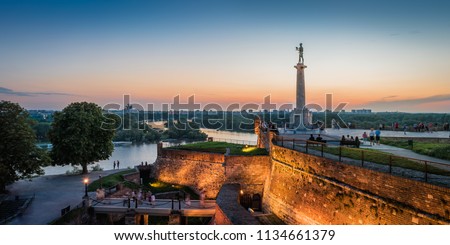 Kalemegdan Fortress and Victor Monument, Belgrade, Serbia Royalty-Free Stock Photo #1134661379