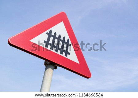 Level Crossing With Barrier Or Gate Ahead Road Sign Stock Photos And Images Avopix Com