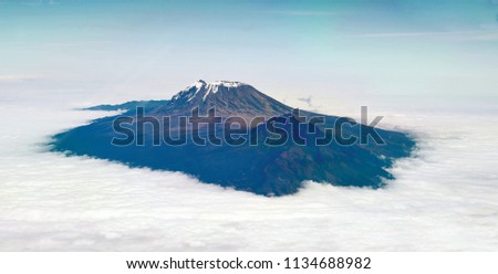 Aerial shoot of mount Kilimanjaro in Kenya Royalty-Free Stock Photo #1134688982