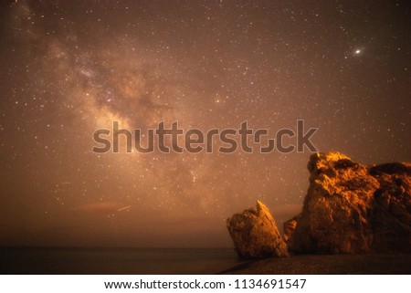 night sky. Cyprus. Cove of Aphrodite