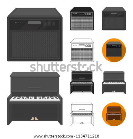 Musical instrument cartoon,black,flat,monochrome,outline icons in set collection for design. String and Wind instrument vector symbol stock web illustration.