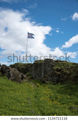 Icelandic flag in the countryside
