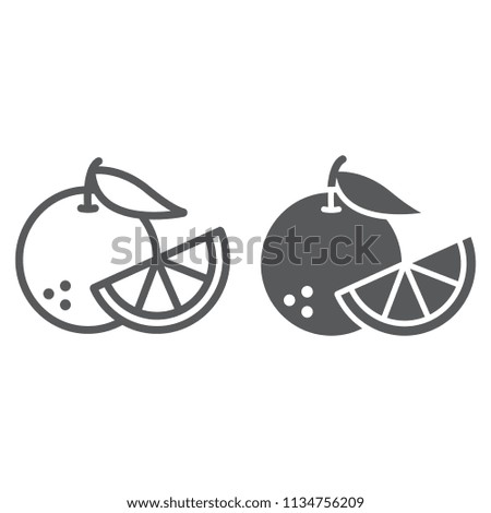 Orange fruit line and glyph icon, fruit and vitamin, juicy sign, vector graphics, a linear pattern on a white background, eps 10.
