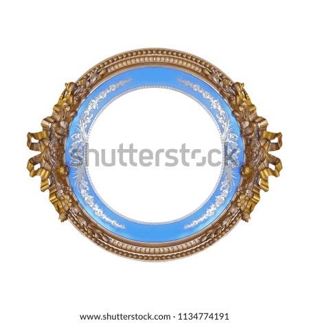 Golden round frame for paintings, mirrors or photo