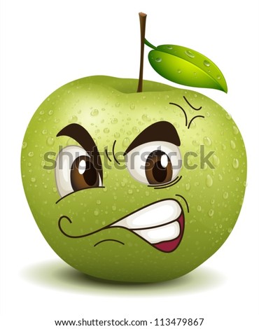 illustration envy apple smiley on a white