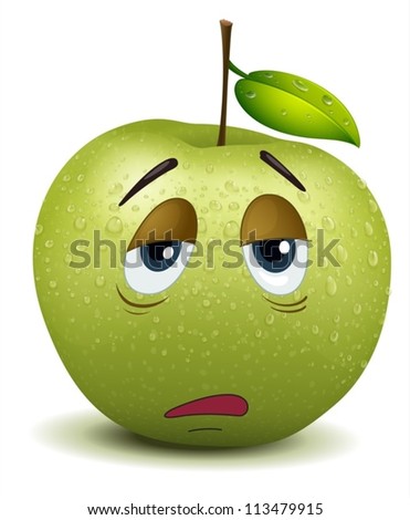 illustration of dull apple smiley on a white