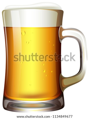 A mug of beer on white background illustration