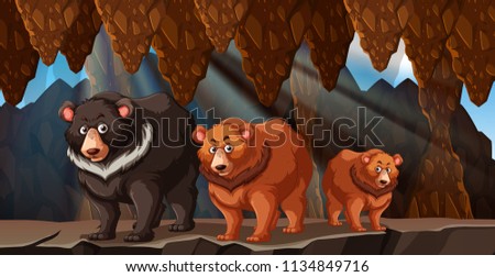A beer family living in the cave illustration
