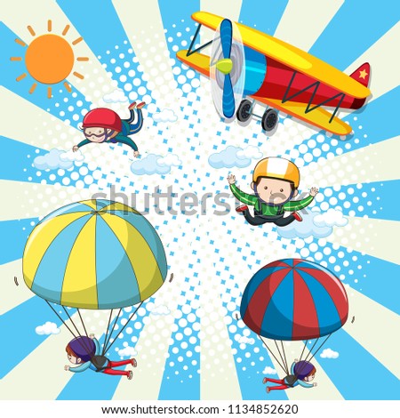 A template of sky activities illustration