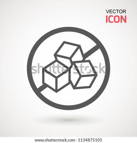 No Sugar free vector icon. Vector sugar cubes in circle icon for no sugar added product package design