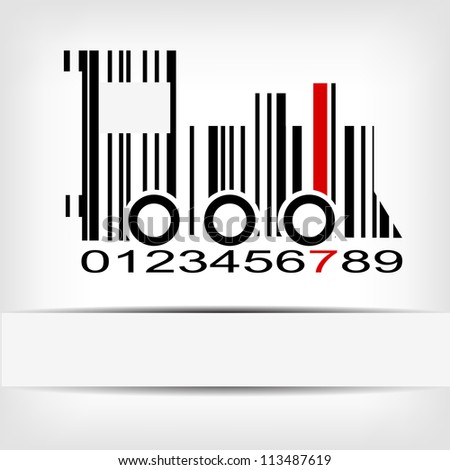 Barcode image with red strip - vector illustration