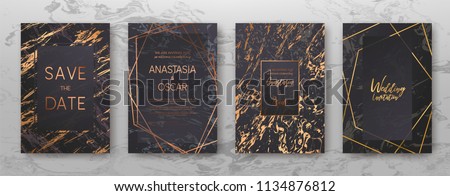 Gold, black, white marble template, artistic covers design, colorful realistic texture, luxury backgrounds. Trendy pattern, graphic poster, geometric brochure, cards. Vector illustration