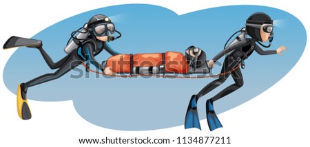 Divers saving a child illustration