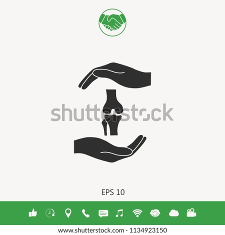 Hands holding knee-joint - protection symbol