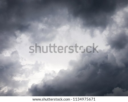 Dark sky and dramatic black cloud before rain. Rainy storm