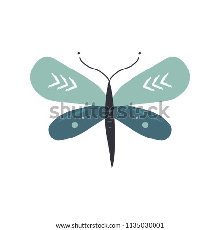 Vector, clipart. Cute butterfly art, sticker, decor element. Isolated object.