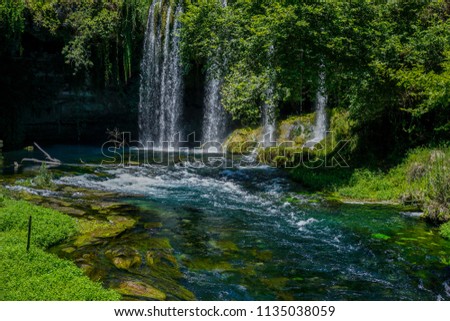 Duden waterfalls in Antalya Turkey from different angles and views scenic landscape