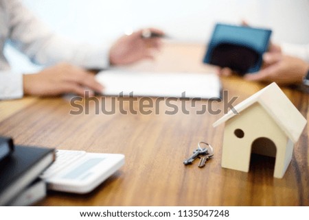 Business man agreement to sign for contract  new home buy or rent