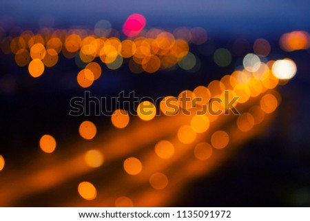 blurred road at night. view from above