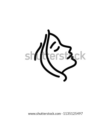 Woman profile line icon. Face, cosmetology, beautician. Beauty care concept. Can be used for topics like beauty salon, dermatology, aesthetic procedure Royalty-Free Stock Photo #1135125497