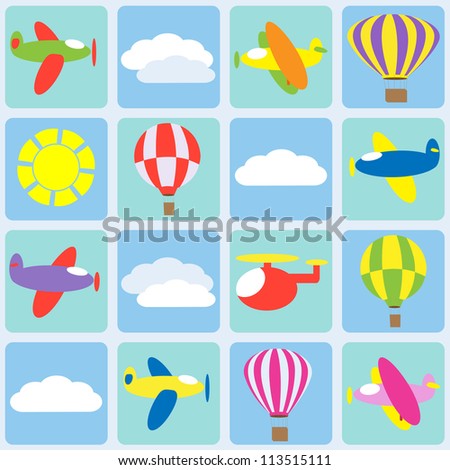 Air transportation. Seamless pattern - raster version