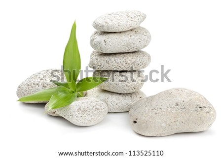 zen  stones and bamboo on the white