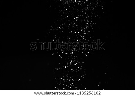  White Powder explosion on black background.
  Abstract closeup dust on backdrop.White dust exploding.Paint Holi
