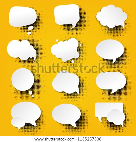 Orange Paper Speech Bubble With Gradient Mesh, Vector Illustration