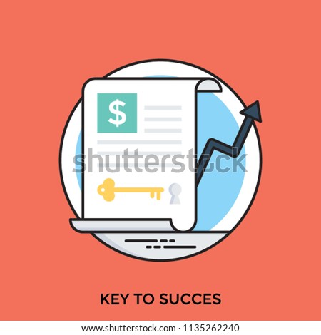 
A graph stimulating an icon for key to success having paper with money and key kept aside an upward directing arrow 
