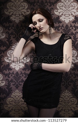 Nice lady model posing in interior for portrait
